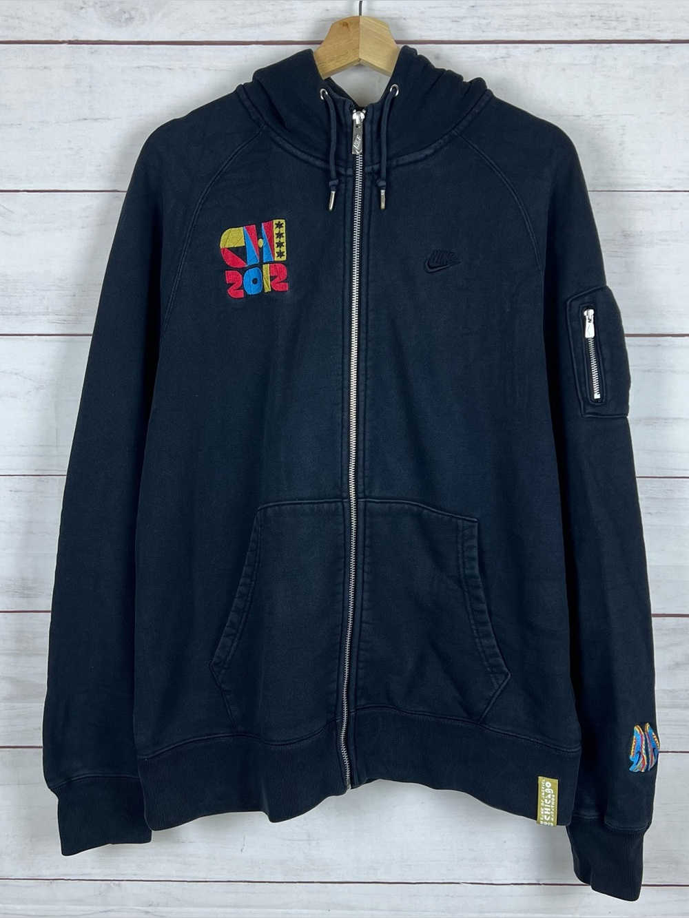 2012 Chicago Marathon Nike Full Zip Hoodie Mens Large Black